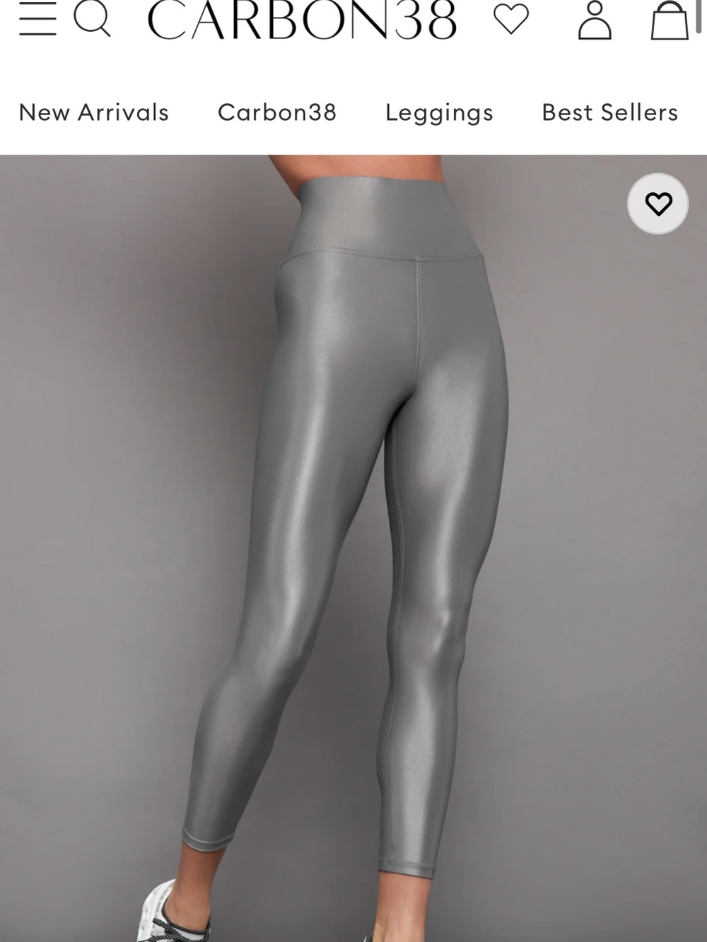 Carbon38 Silver Metallic High-Rise Leggings